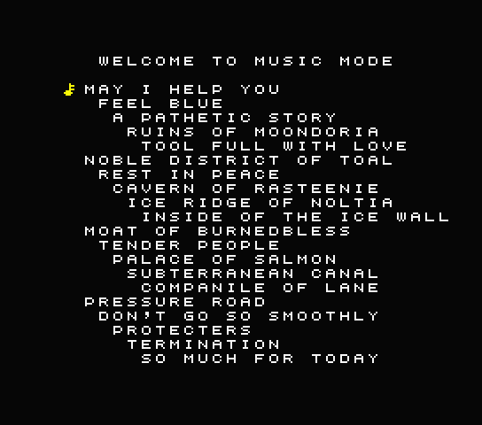 MSX2版「イースII」音楽試聴モード