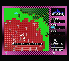 「ハイドライド」MSX版ゲームオーバー画面